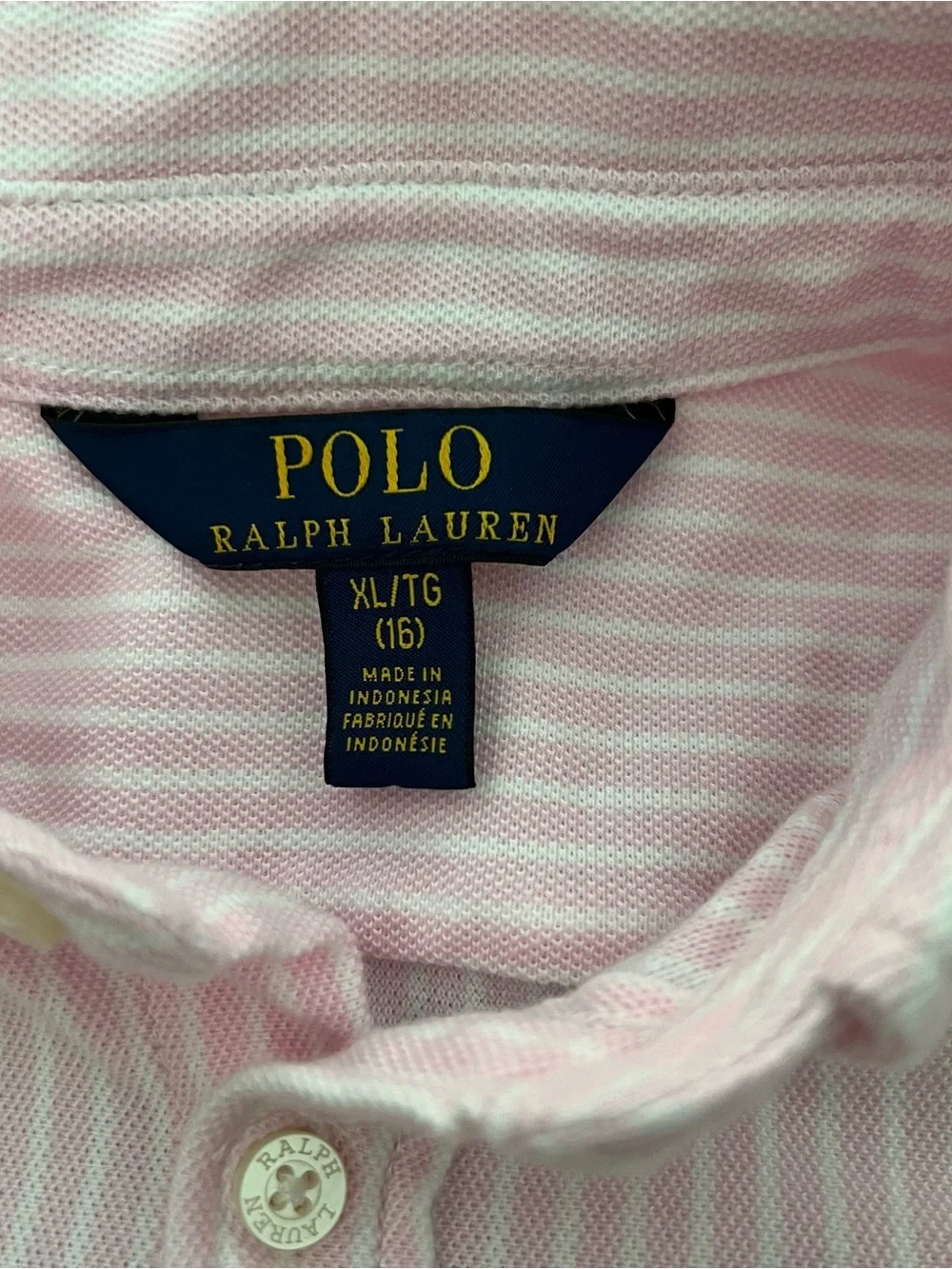 Polo by Ralph Lauren Pink Stripe Button-Front Kids Dress Size 16